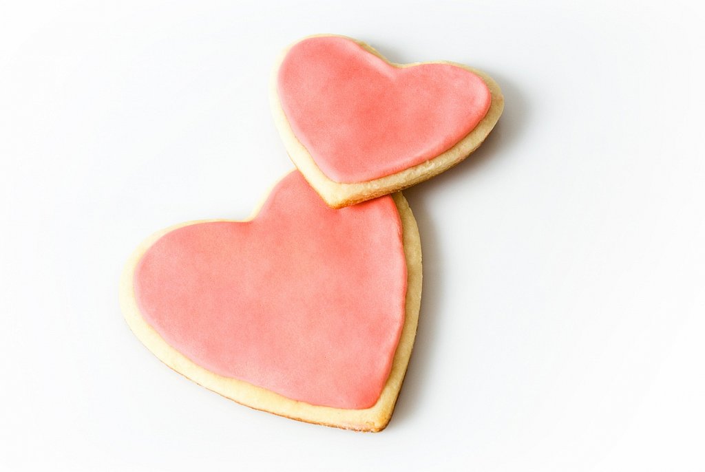 Heart cookies on white